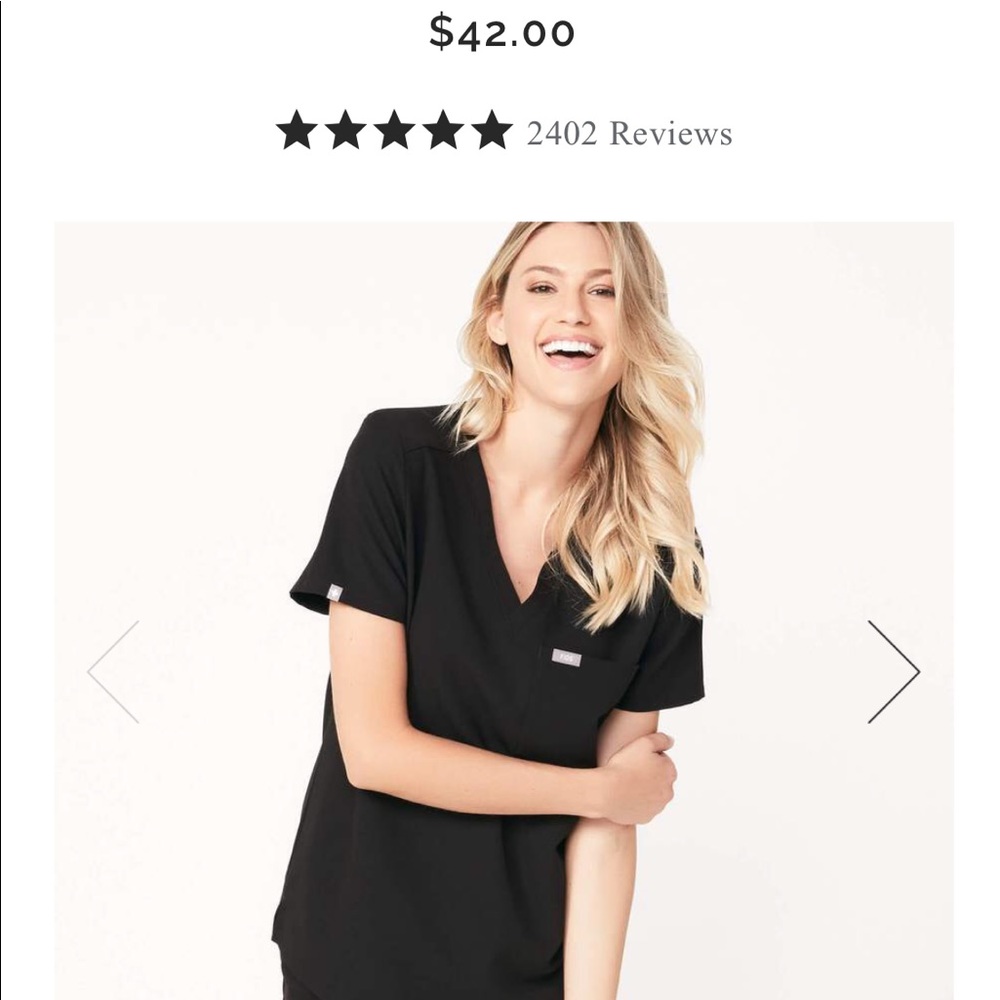 Figs scrub top. 1 pocket. Xxs. Black